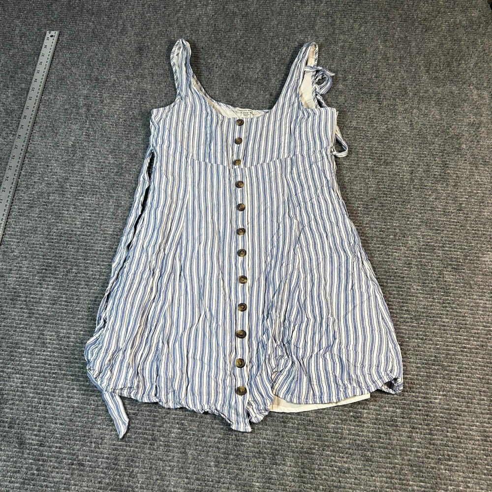 American Eagle Romper Womens Small Blue Excellent Striped Button Tie Shoulder
